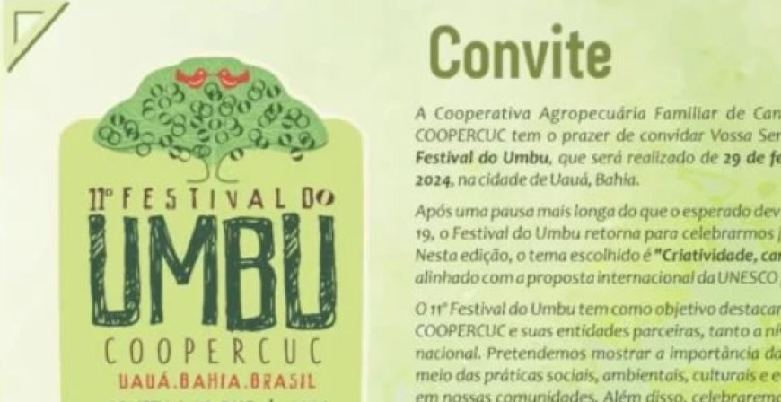Coopercuc anuncia a 11ª edição do festival do umbu. Confira aqui
