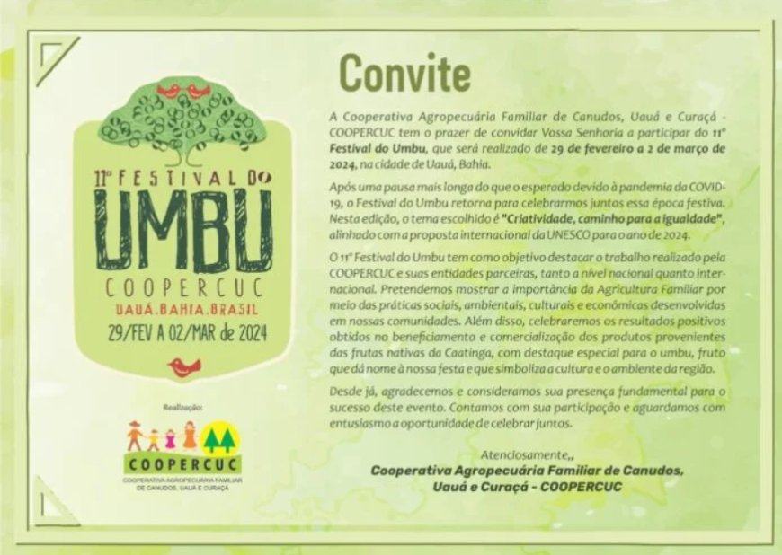 Coopercuc anuncia a 11ª edição do festival do umbu. Confira aqui